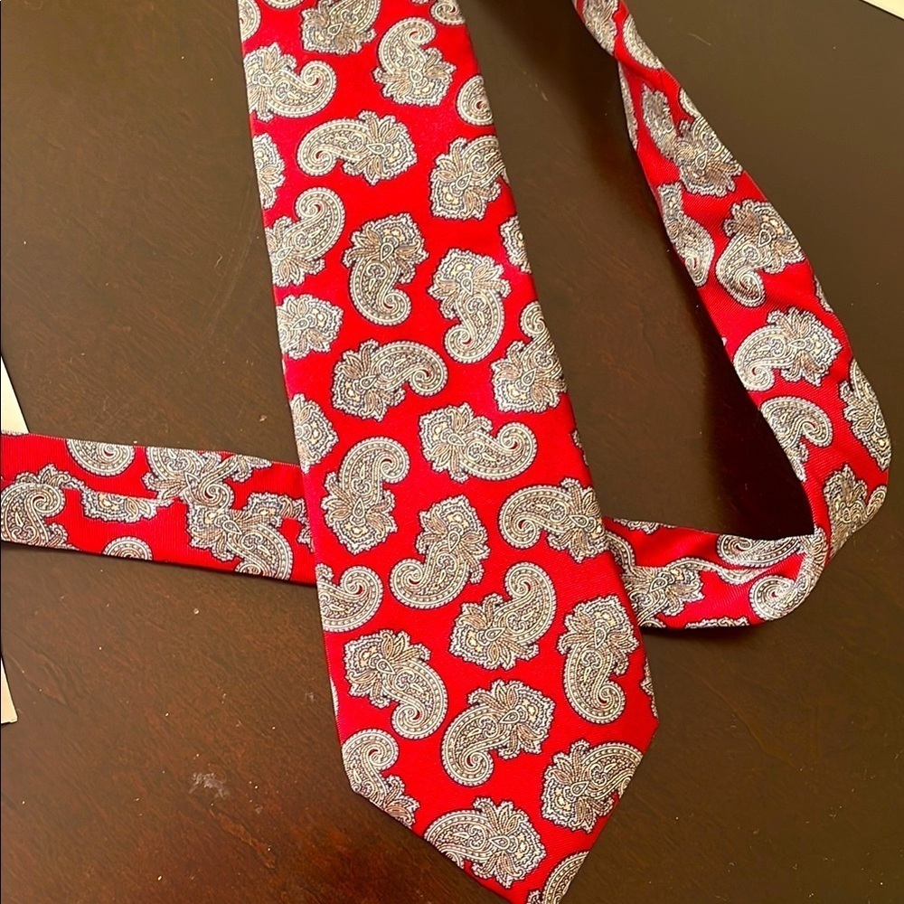 Christian Dior Elegant Red Paisley Men's Tie